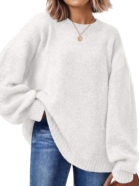 LILLUSORY Oversized Sweaters for Women 2026 Fall Fashion Outfits Fuzzy Crewneck Pullover Tops Cute Knit Sweaters, Easy Layering Piece, Cozy & Soft Fall Winter Fashion Clothes