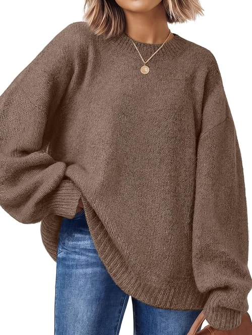 LILLUSORY Oversized Sweaters for Women 2026 Fall Fashion Outfits Fuzzy Crewneck Pullover Tops Cute Knit Sweaters, Easy Layering Piece, Cozy & Soft Fall Winter Fashion Clothes