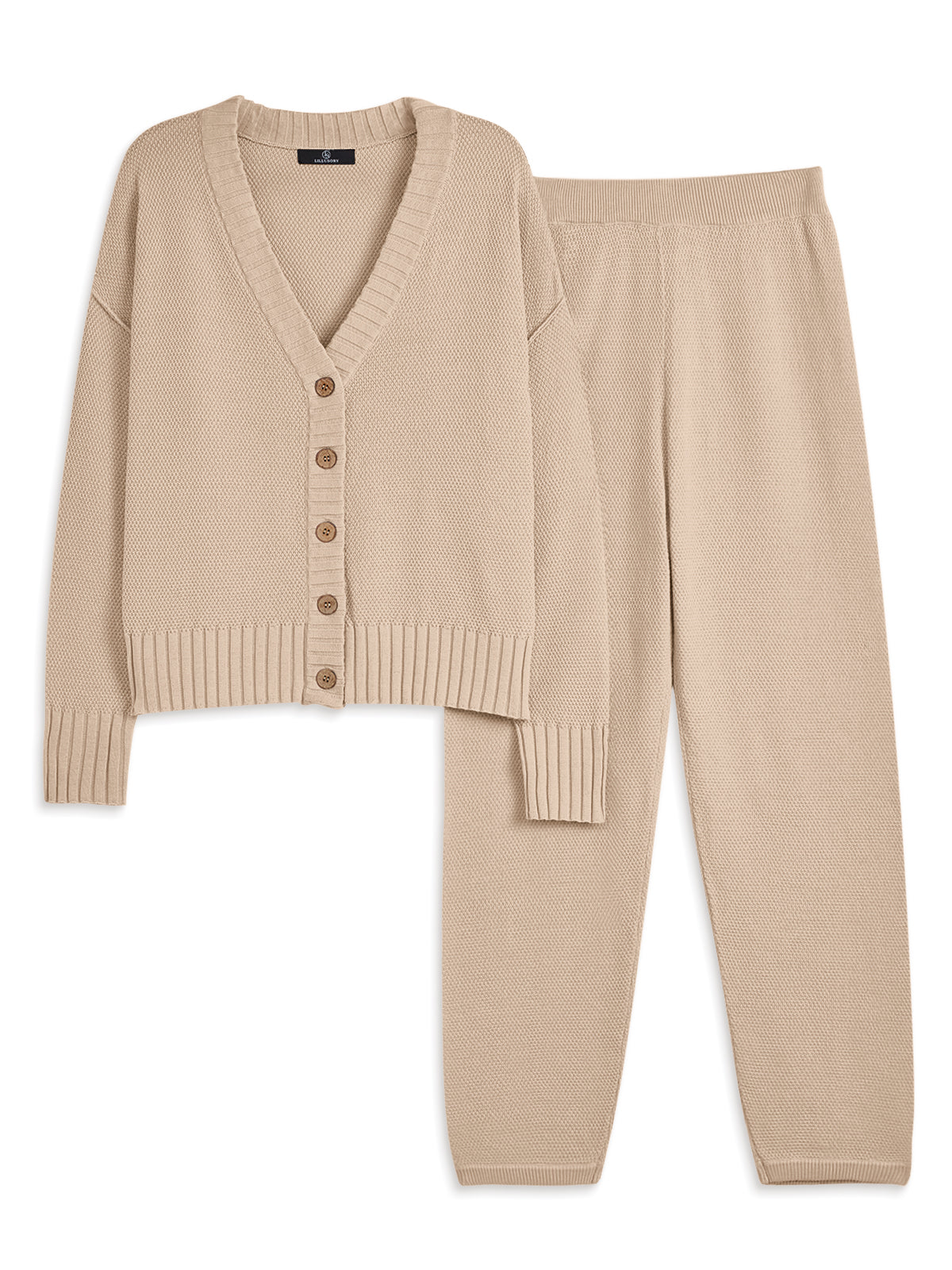 LILLUSORY Women 2 Piece Sweater Matching Lounge Sets 2026 Fall Outfit Airport Travel Clothes, Fashion Loungewear, Trendy Winter Clothing, Casual Sweatsuit, Cute Comfy Lounge Wear