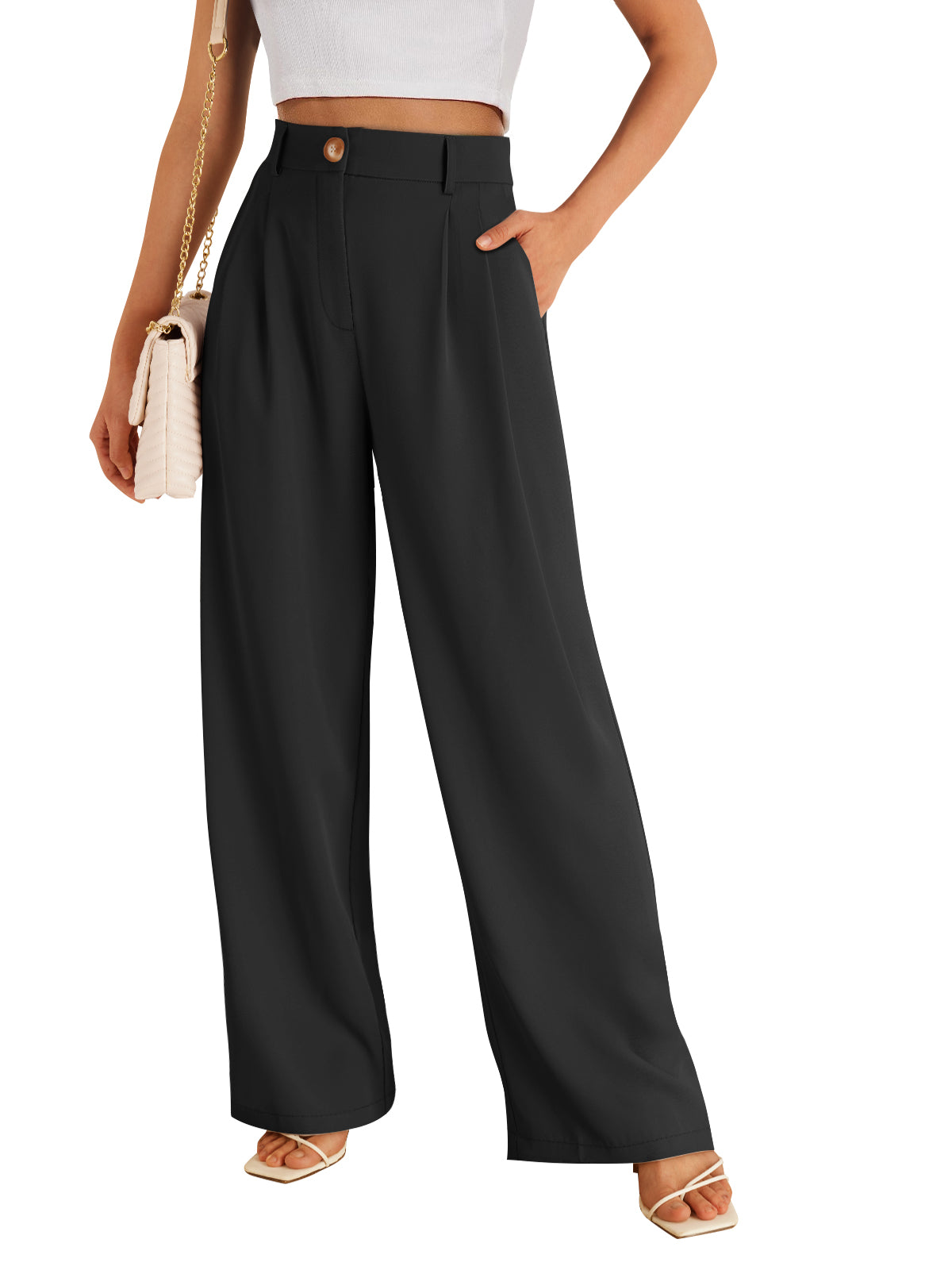 LILLUSORY Womens Wide Leg Dress Work Flowy Pants Business Casual Outfits | 2026 Trousers, Dressy Slacks, High Waisted Palazzo, Professional Office Interview Clothes, Travel Wear