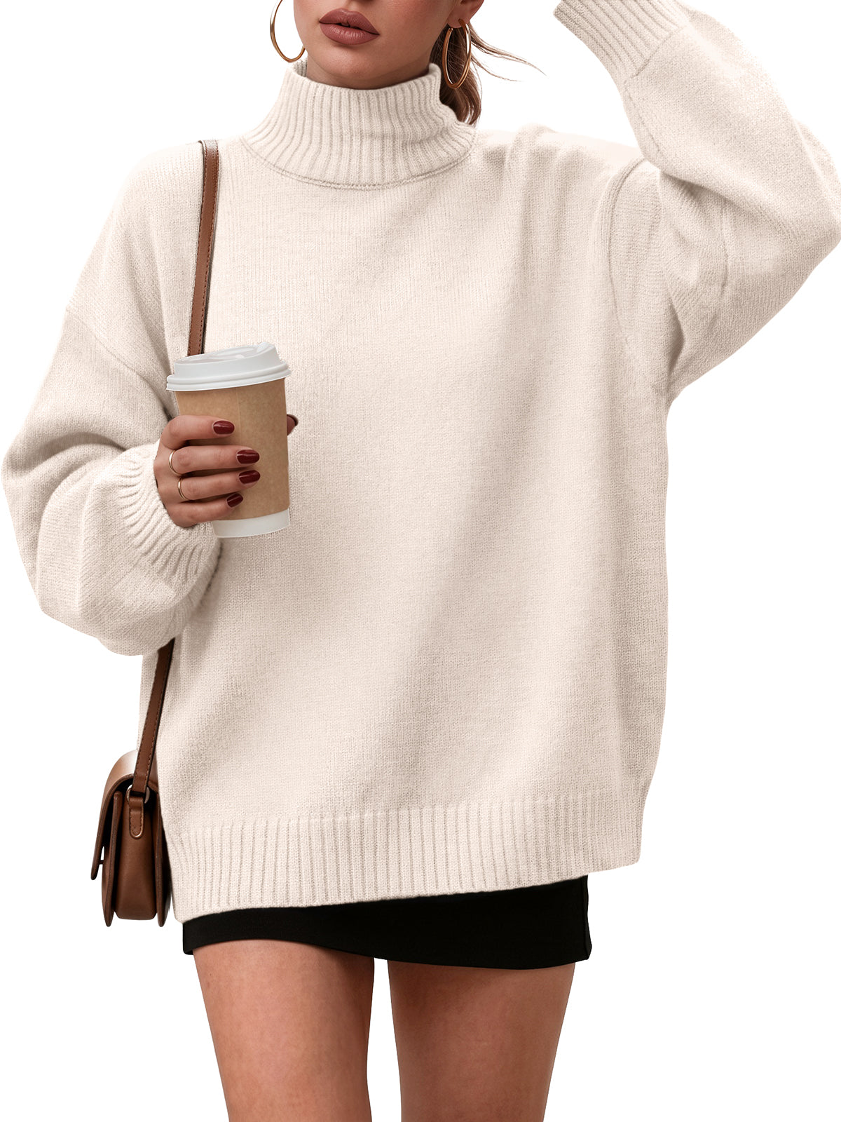 Visit the LILLUSORY Store LILLUSORY Women's Mock Turtleneck Oversized Cozy Pullover Sweater Ribbed Soft Knit, Fall Wardrobe Staple, Winter Warm Clothing, Easy Layering Piece, Old Money Style