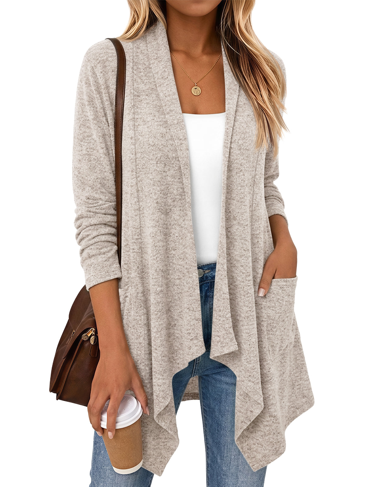 LILLUSORY Lightweight Cardigans for Women 2026 Fall Fashion Outfits Clothes Draped Open Front Long Cardigan with Pockets, Business Casual Travel Outfits, Soft& Cozy Dressy Casual Office Work Clothes