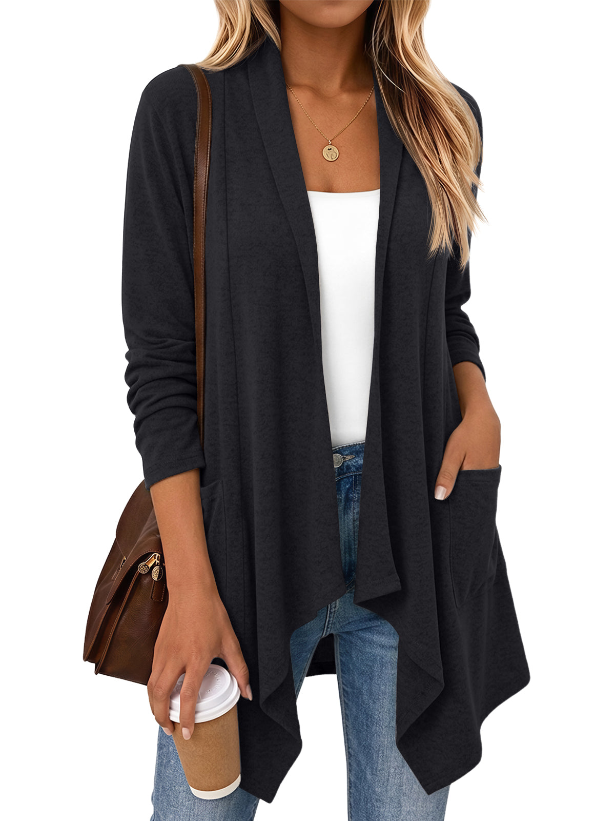 LILLUSORY Lightweight Cardigans for Women 2026 Fall Fashion Outfits Clothes Draped Open Front Long Cardigan with Pockets, Business Casual Travel Outfits, Soft& Cozy Dressy Casual Office Work Clothes