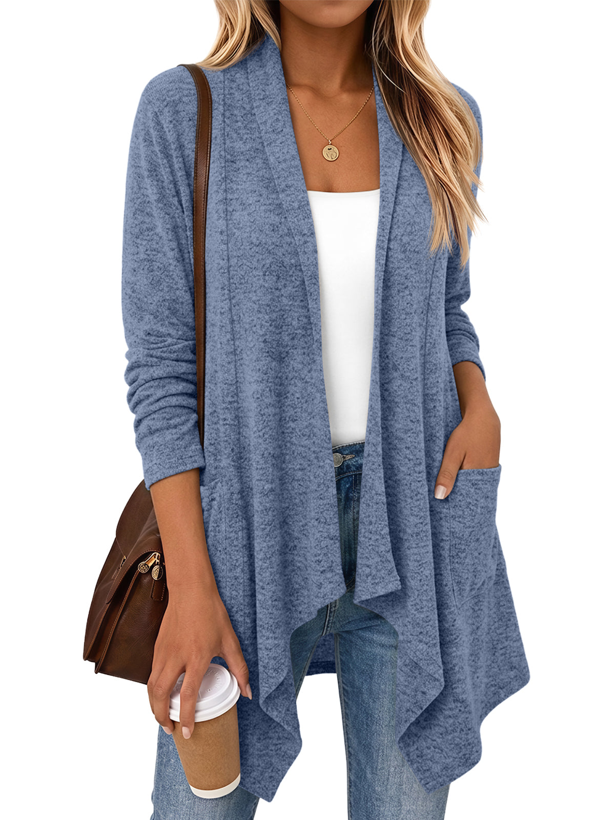 LILLUSORY Lightweight Cardigans for Women 2026 Fall Fashion Outfits Clothes Draped Open Front Long Cardigan with Pockets, Business Casual Travel Outfits, Soft& Cozy Dressy Casual Office Work Clothes