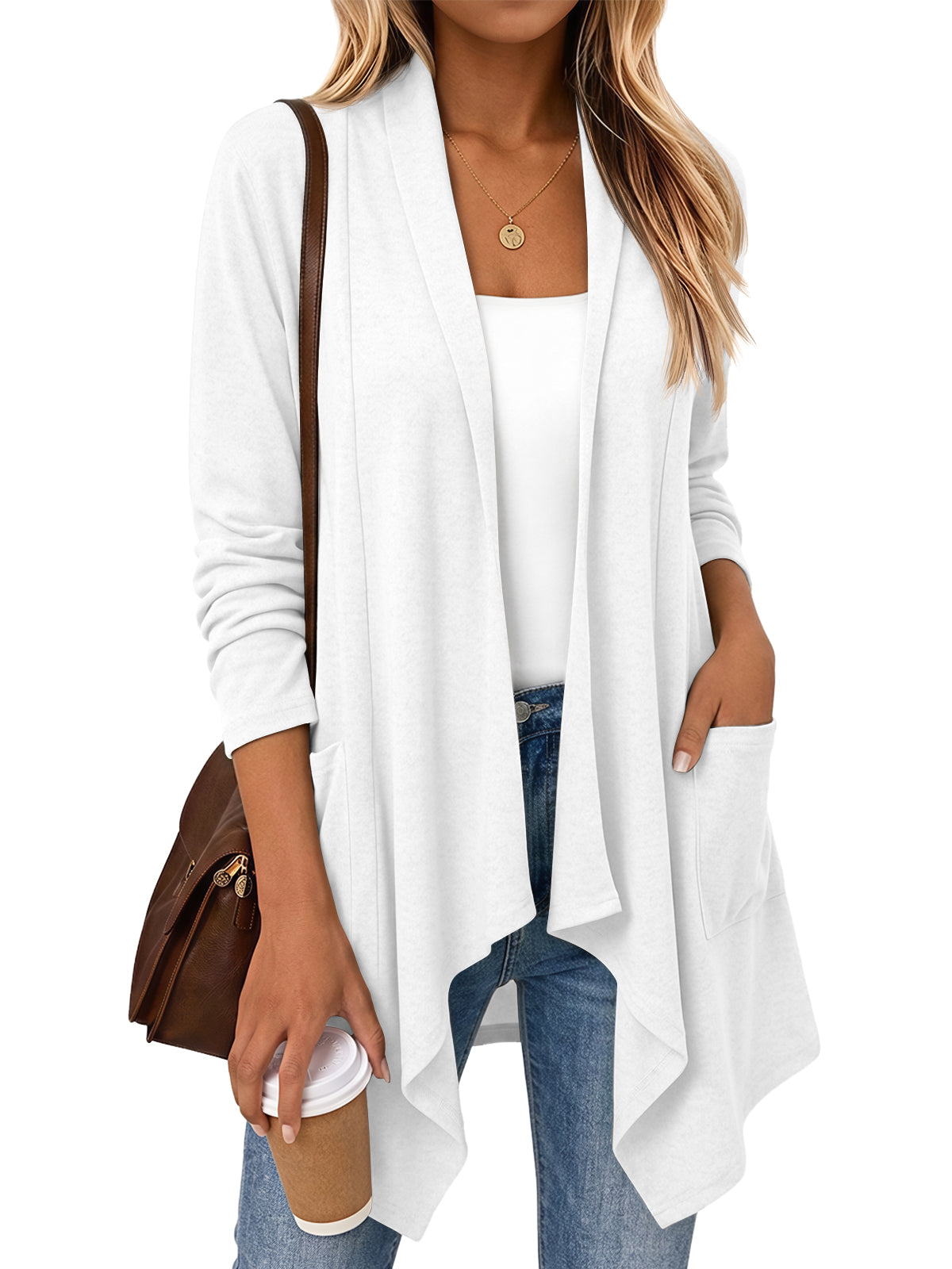 LILLUSORY Lightweight Cardigans for Women 2026 Fall Fashion Outfits Clothes Draped Open Front Long Cardigan with Pockets, Business Casual Travel Outfits, Soft& Cozy Dressy Casual Office Work Clothes